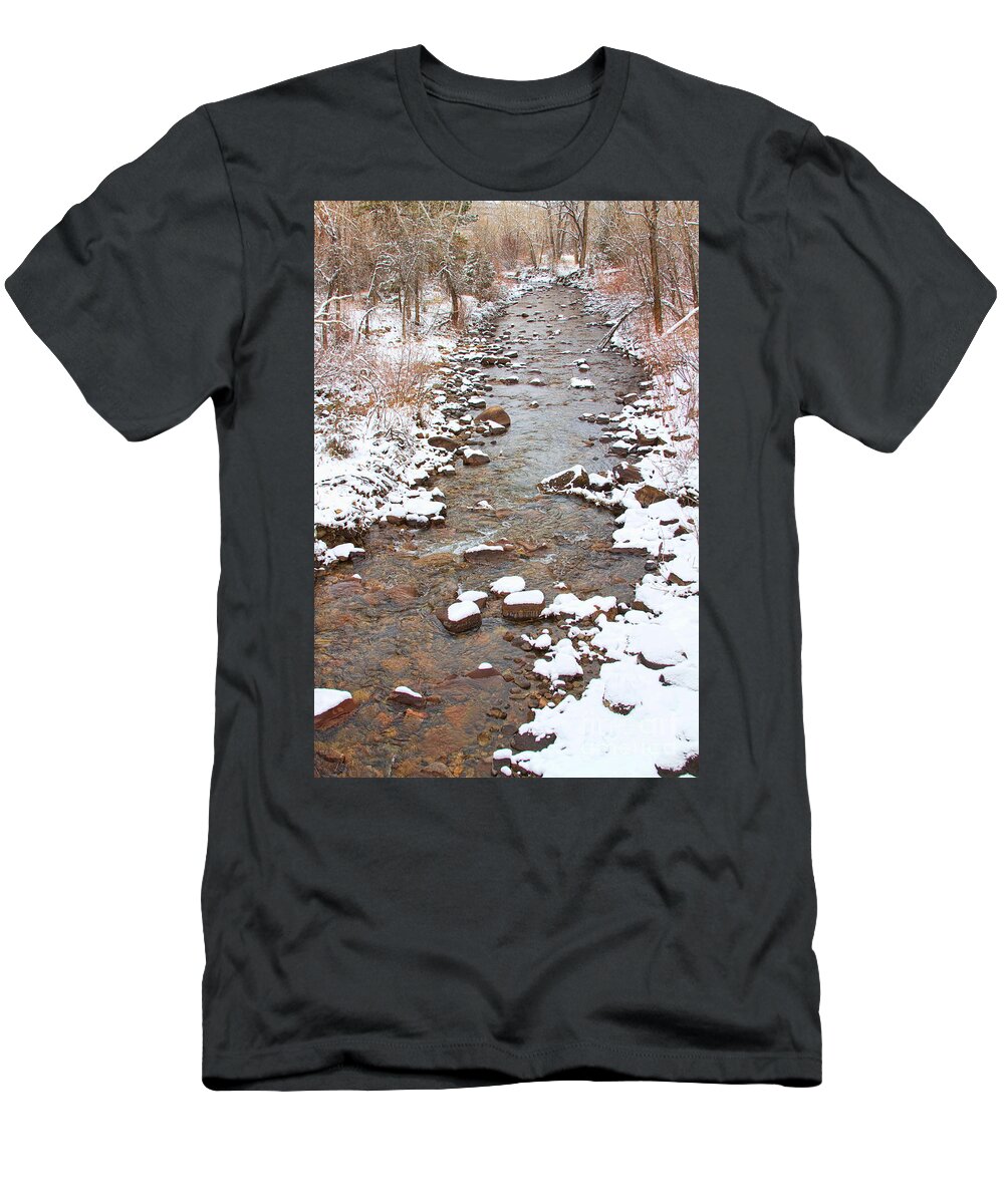 Winter T-Shirt featuring the photograph Winter Creek Scenic View by James BO Insogna