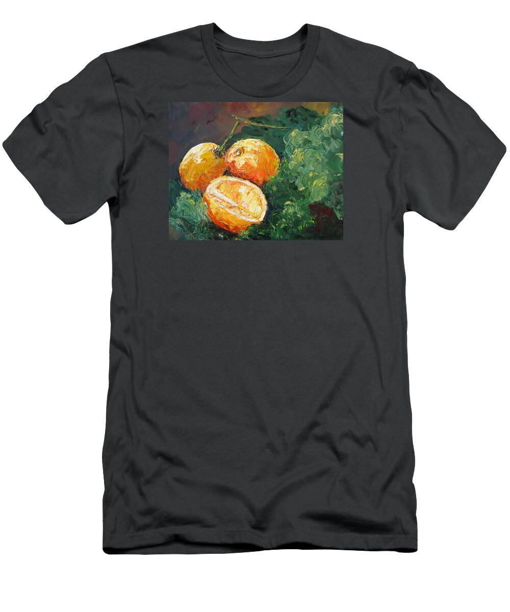 Lemons T-Shirt featuring the painting Winter Meyer Lemons and Kale by Susan Richardson