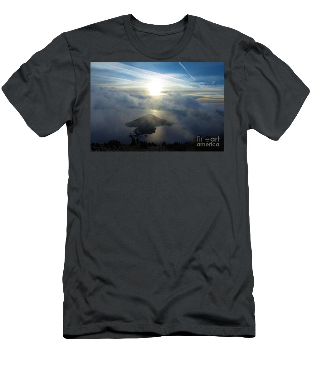 Crater Lake National Park T-Shirt featuring the photograph Wizard Sunburst by Adam Jewell