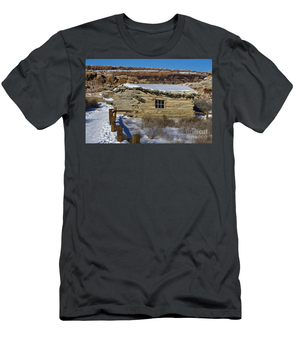 Arches T-Shirt featuring the photograph Wolfe Ranch Cabin Arches National Park Utah by Jason O Watson
