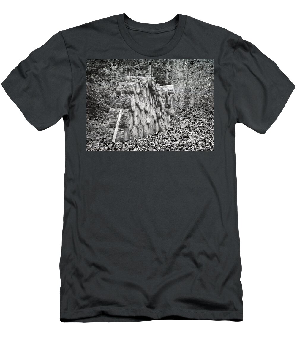 Wood Lot T-Shirt featuring the photograph Wood Pile by Keith Armstrong