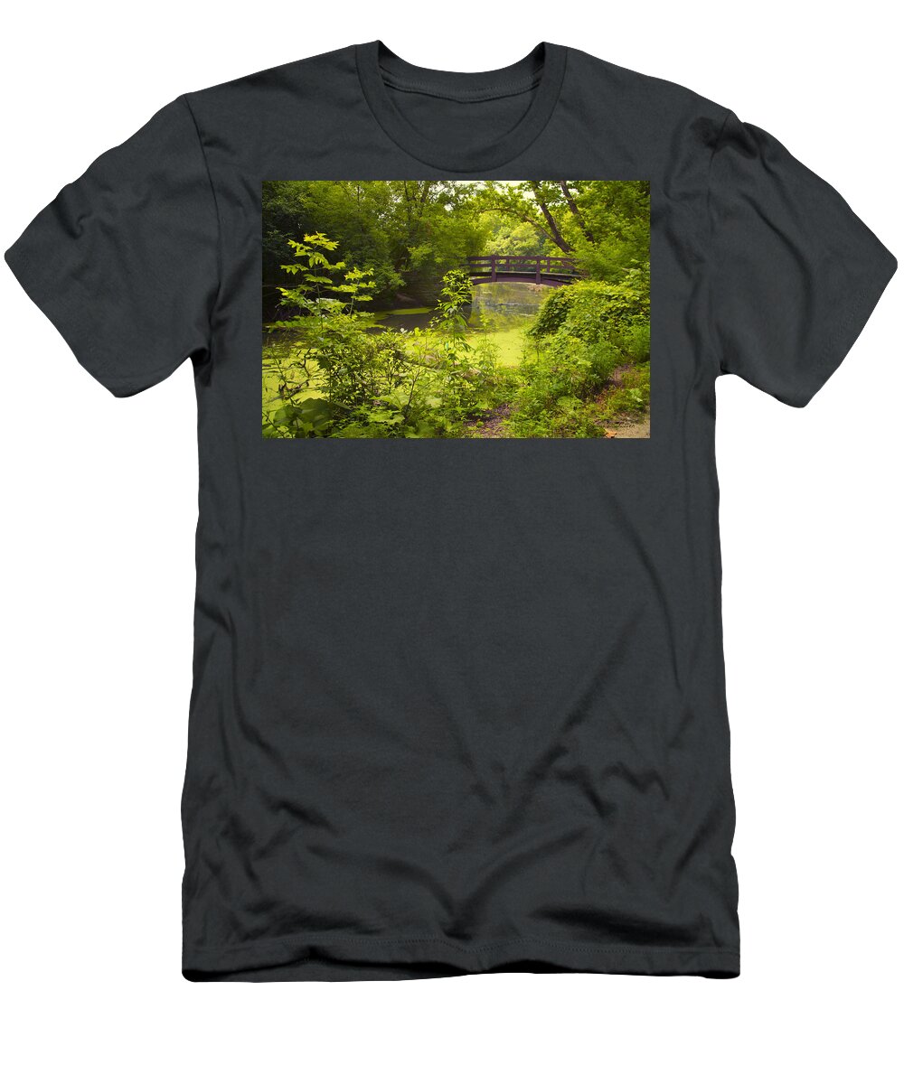 Bridge T-Shirt featuring the photograph Wooden Foot Bridge by Thomas Woolworth