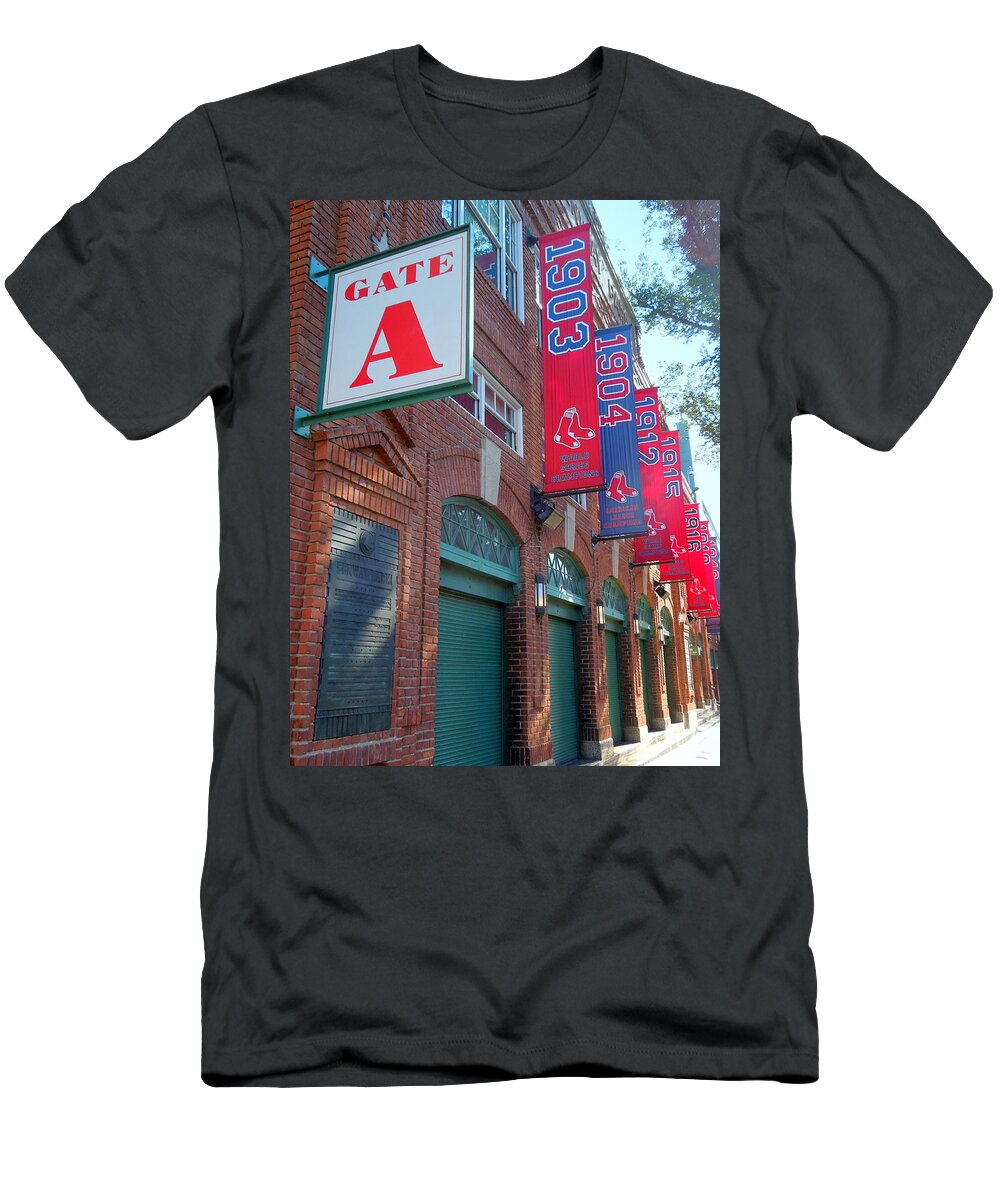 New England T-Shirt featuring the photograph Yawkey Way and Banners by Caroline Stella