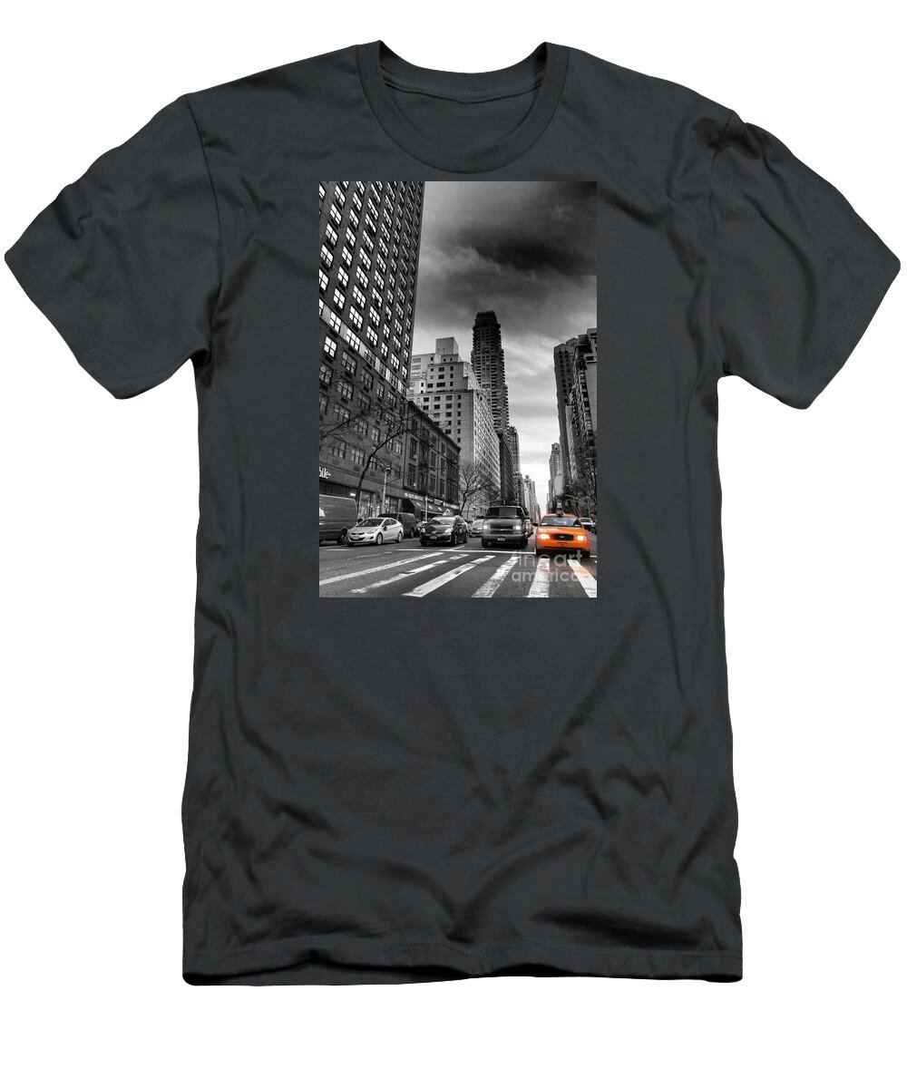 Ny T-Shirt featuring the photograph Yellow Cab One - New York City Street Scene by Miriam Danar