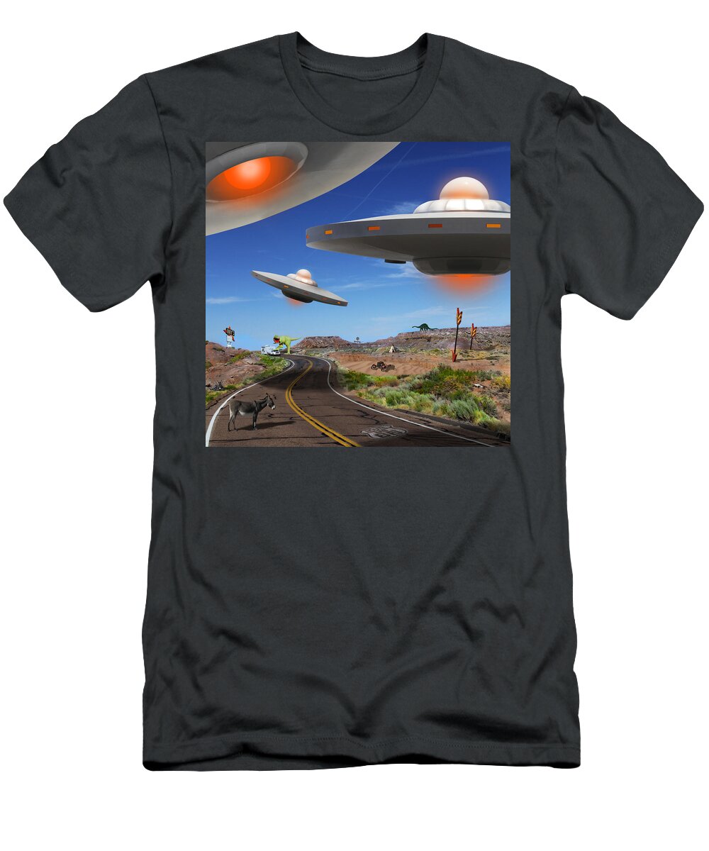 Surrealism T-Shirt featuring the photograph You Never Know What You will See On Route 66 2 by Mike McGlothlen