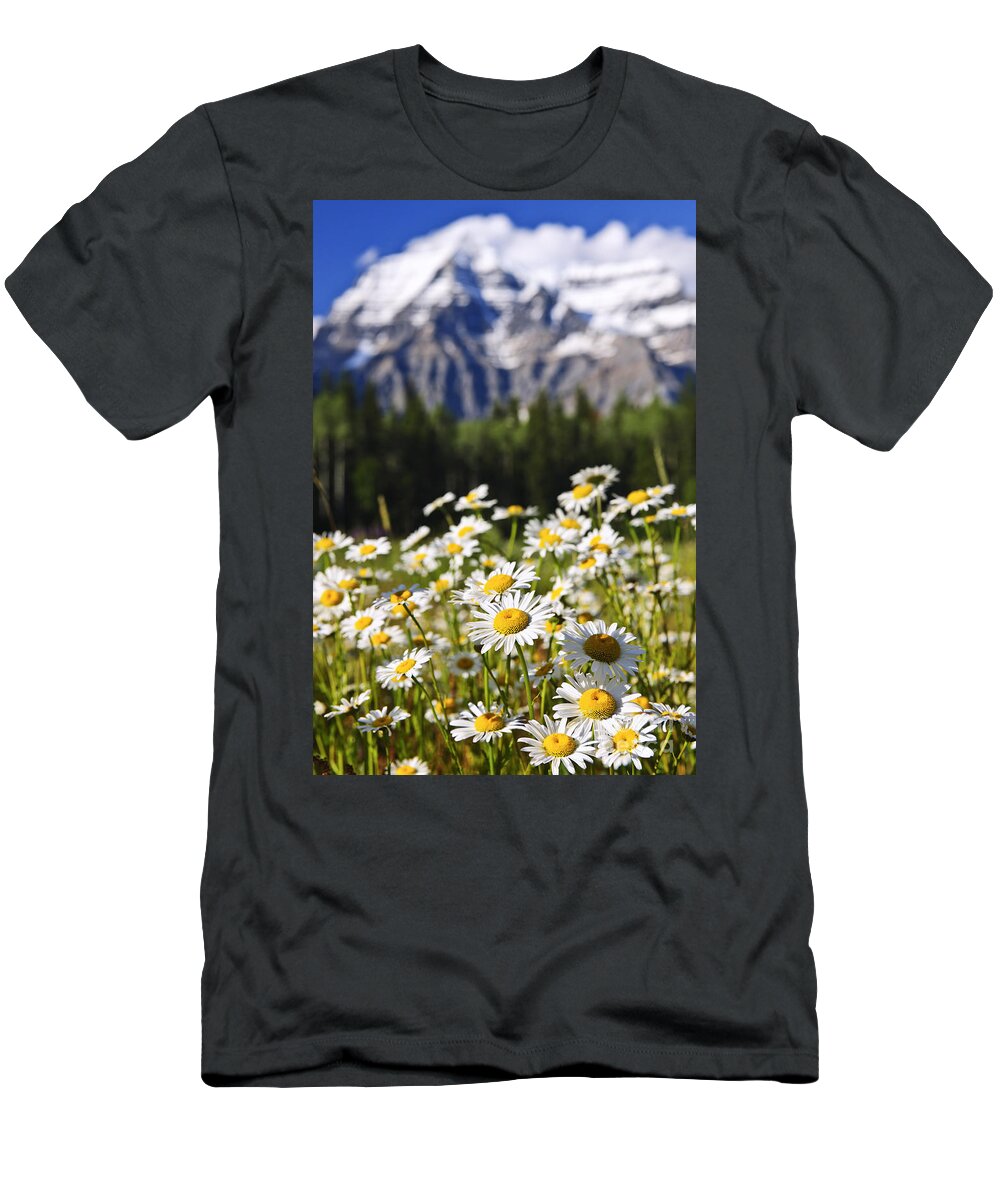Daisies T-Shirt featuring the photograph Daisies at Mount Robson provincial park by Elena Elisseeva