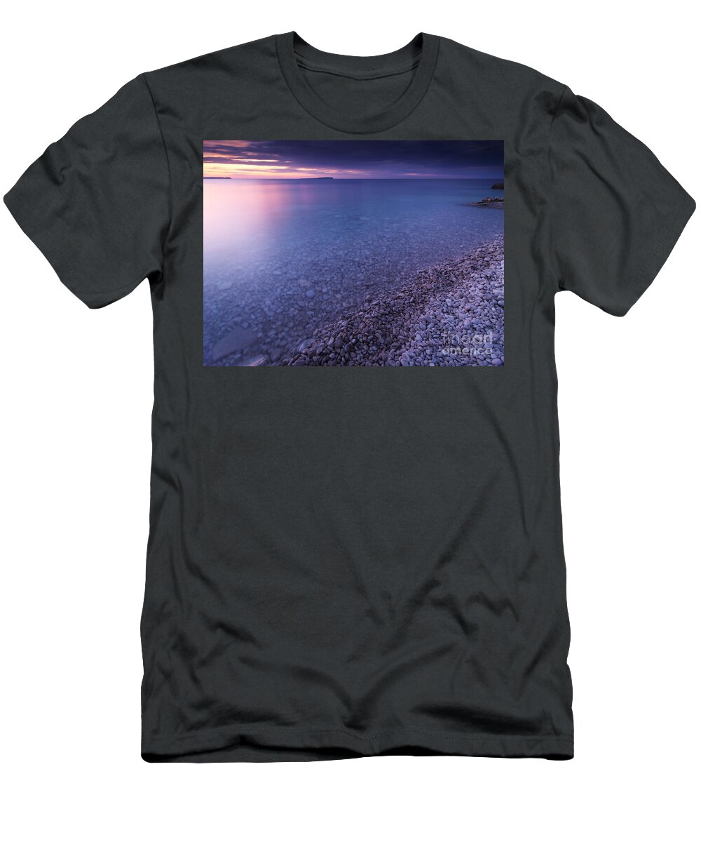 Georgian Bay T-Shirt featuring the photograph Georgian Bay Shore at Sunset #1 by Maxim Images Exquisite Prints