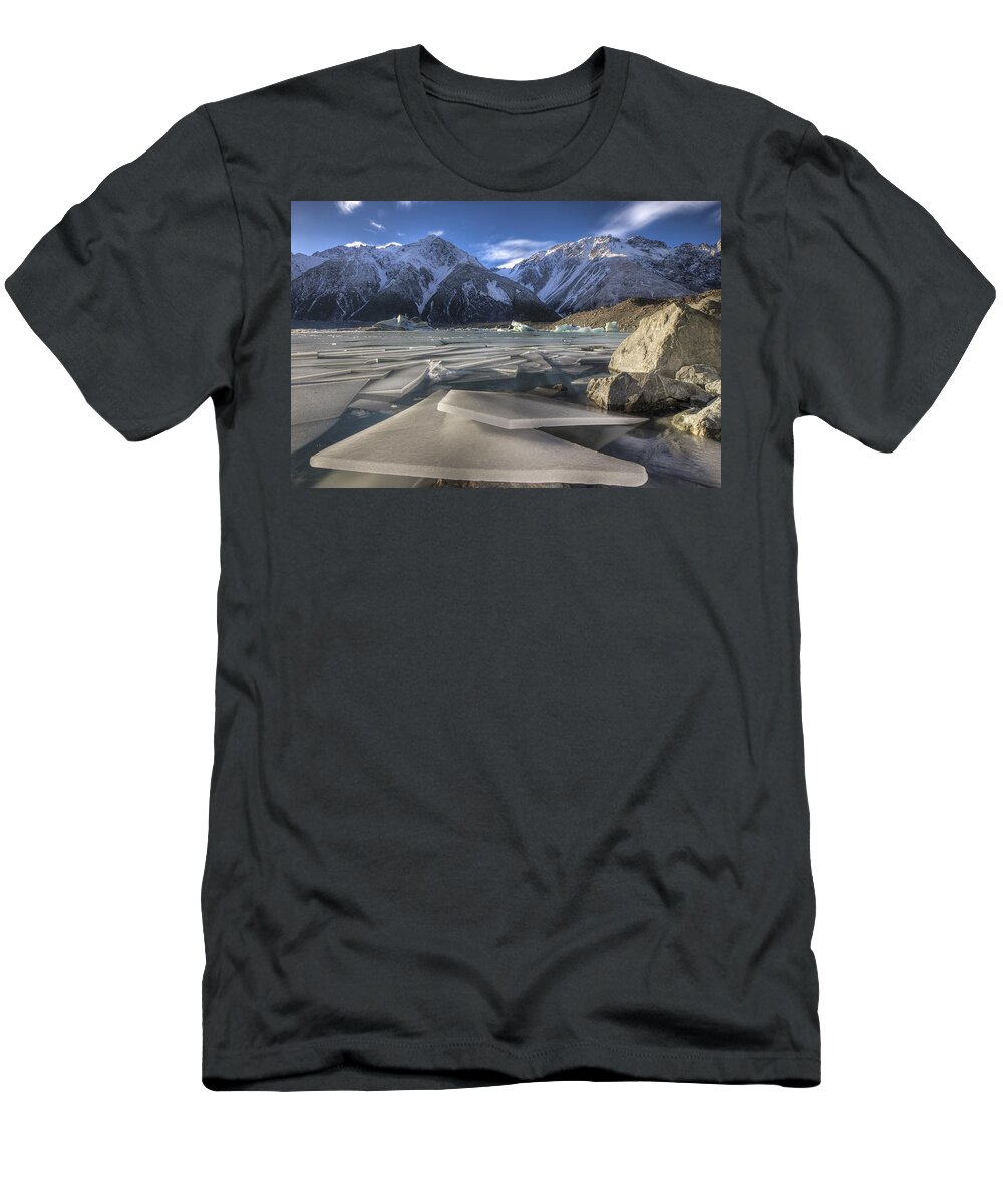 00486230 T-Shirt featuring the photograph Ice Floes In Lake Tasman Glacier #2 by Colin Monteath