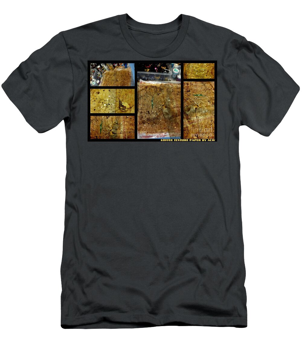 Studio Play T-Shirt featuring the mixed media 2012 Studio Play-Coffee Mica Texture Paper by Angela L Walker
