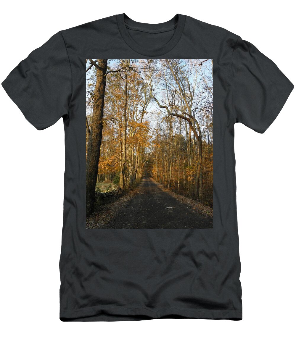 Country T-Shirt featuring the photograph A Country Road In The Fall by Kim Galluzzo