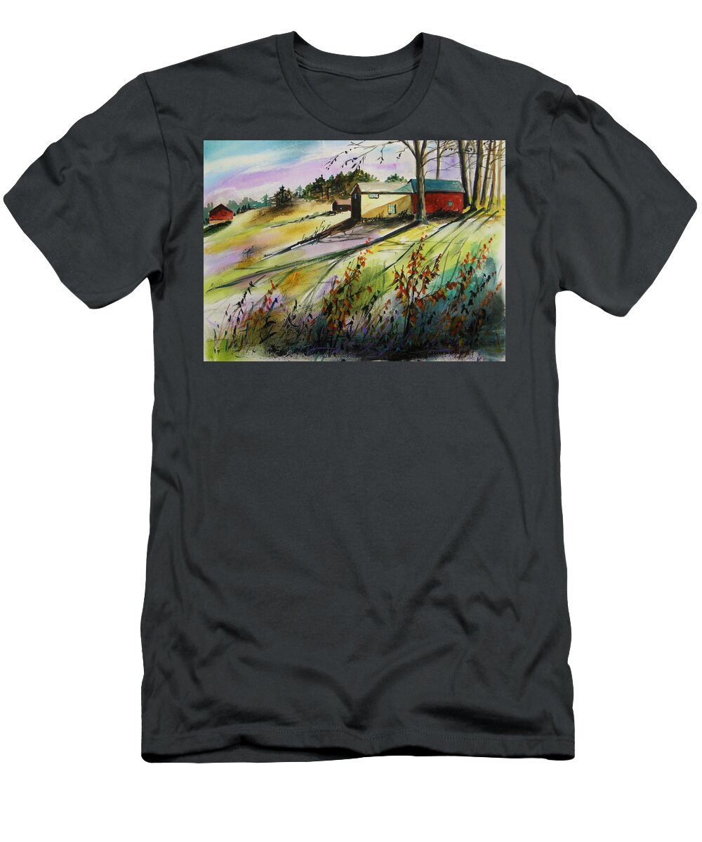 Watercolor T-Shirt featuring the painting A Moment at Sundown by John Williams
