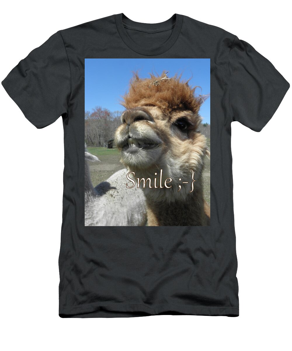 Alpaca T-Shirt featuring the photograph Alpaca Smile by Kim Galluzzo Wozniak