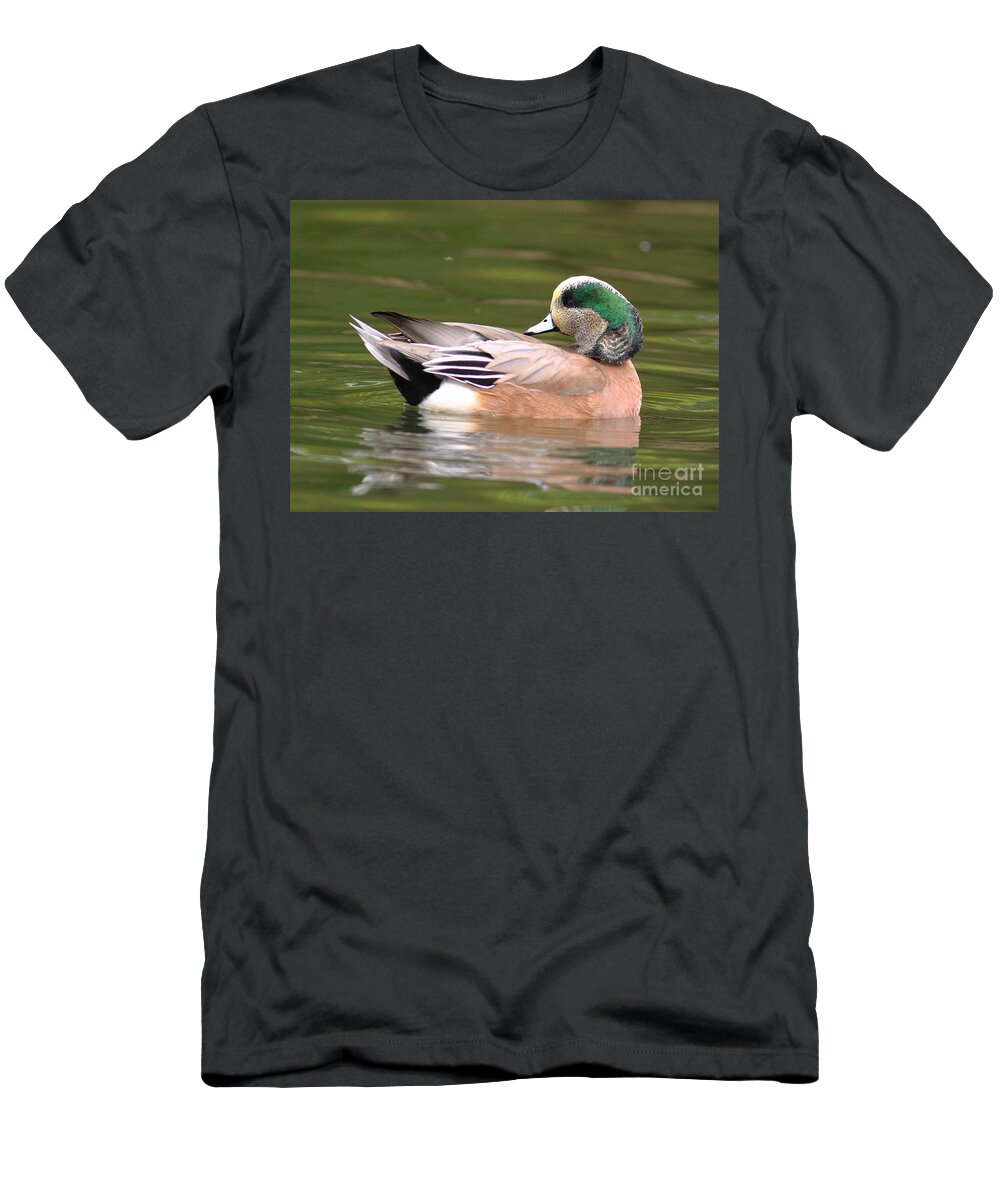 Duck T-Shirt featuring the photograph American Wigeon by Robert Frederick