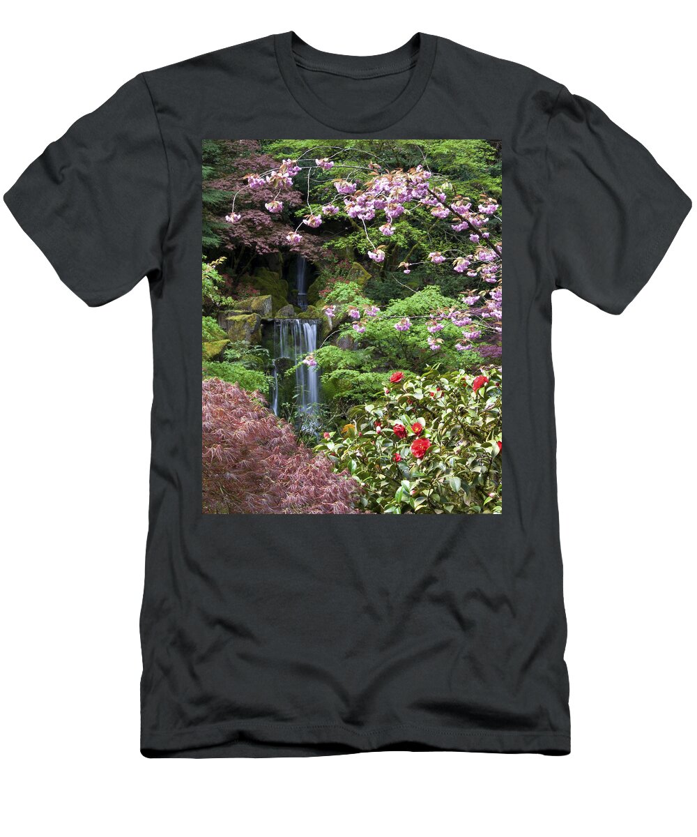 Spring T-Shirt featuring the photograph Arching Cherry Blossoms by Jean Hildebrant
