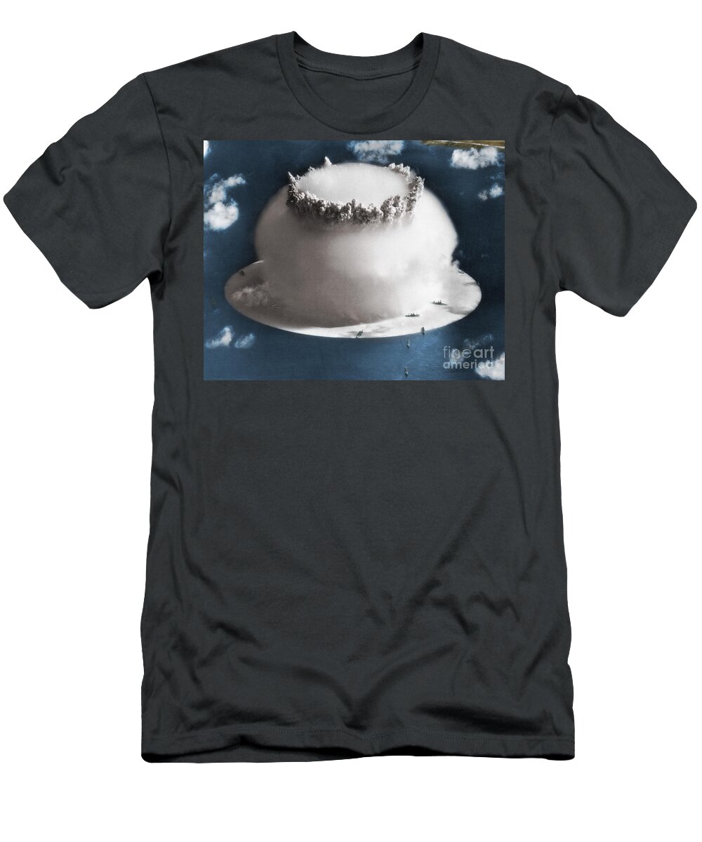 Enhancement T-Shirt featuring the photograph Atomic Bomb Test Bikini Atoll 1946 by Photo Researchers