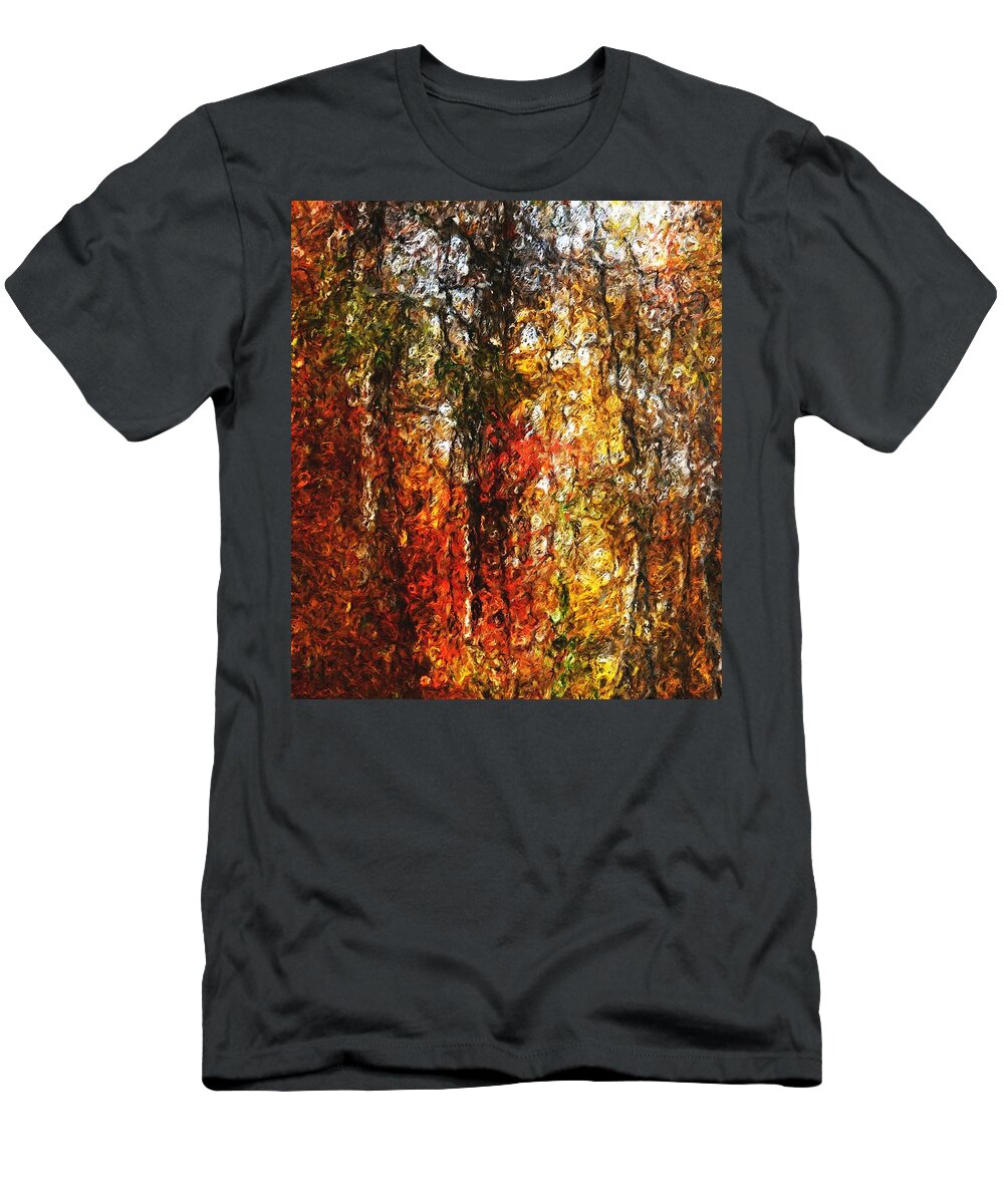 Photo Manipulation T-Shirt featuring the digital art Autumn in the Woods by David Lane