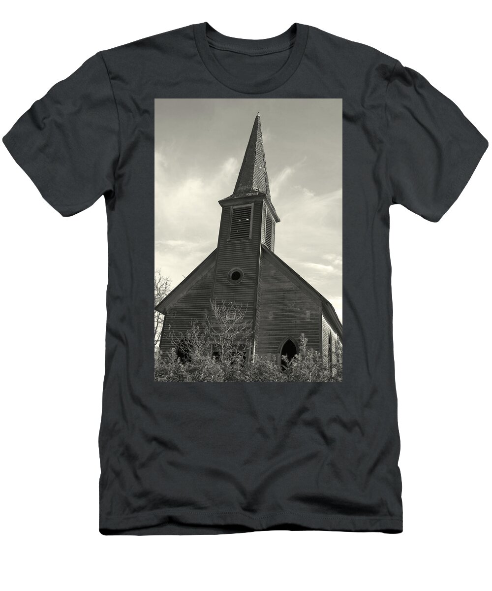 Church T-Shirt featuring the photograph B W church by Sara Stevenson