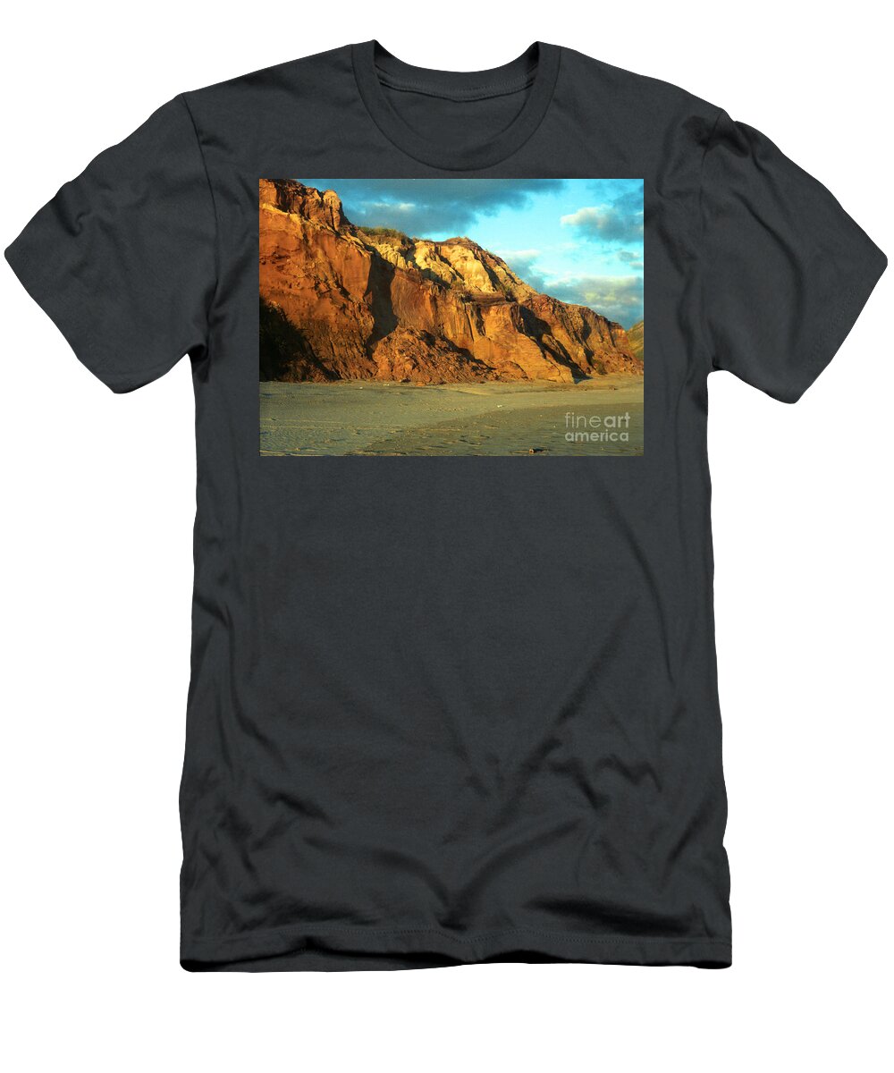 Beach At Sunset T-Shirt featuring the photograph Beach Cliff at Sunset by Mark Dodd