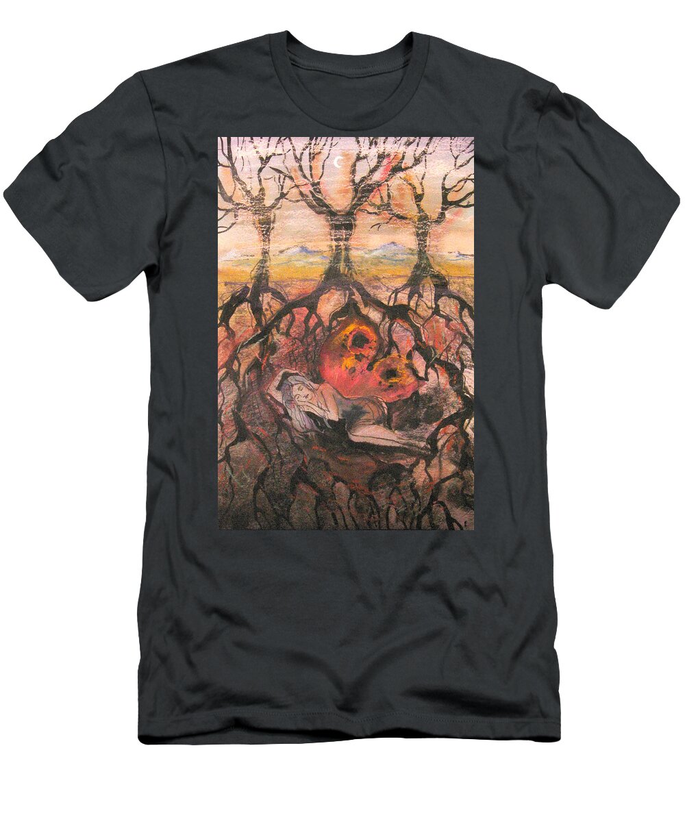 Surrealism T-Shirt featuring the painting Before she was born by Valentina Plishchina