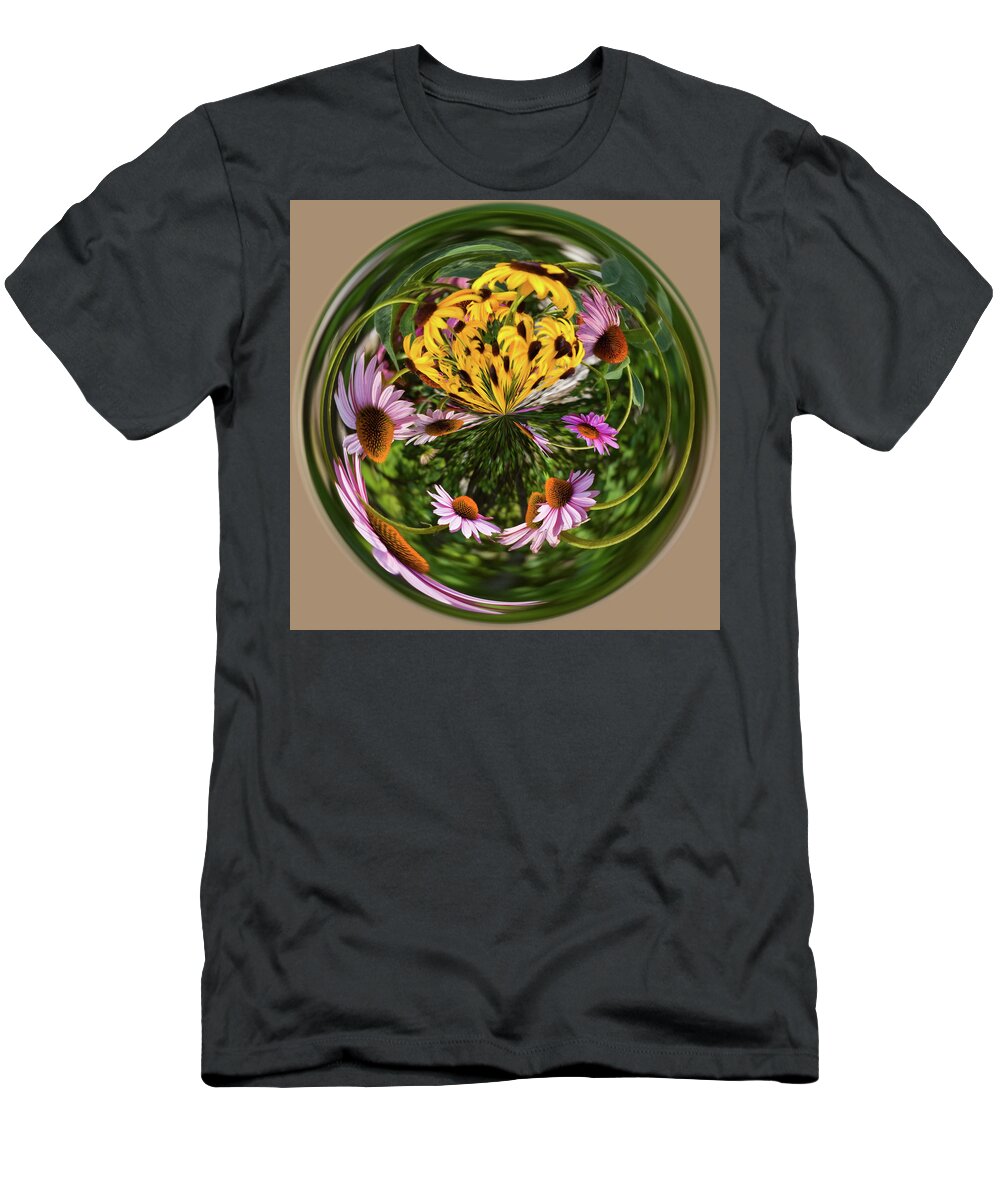 Cone Flower T-Shirt featuring the photograph Black Eyed Susans and Cone Flowers by Steve Stuller