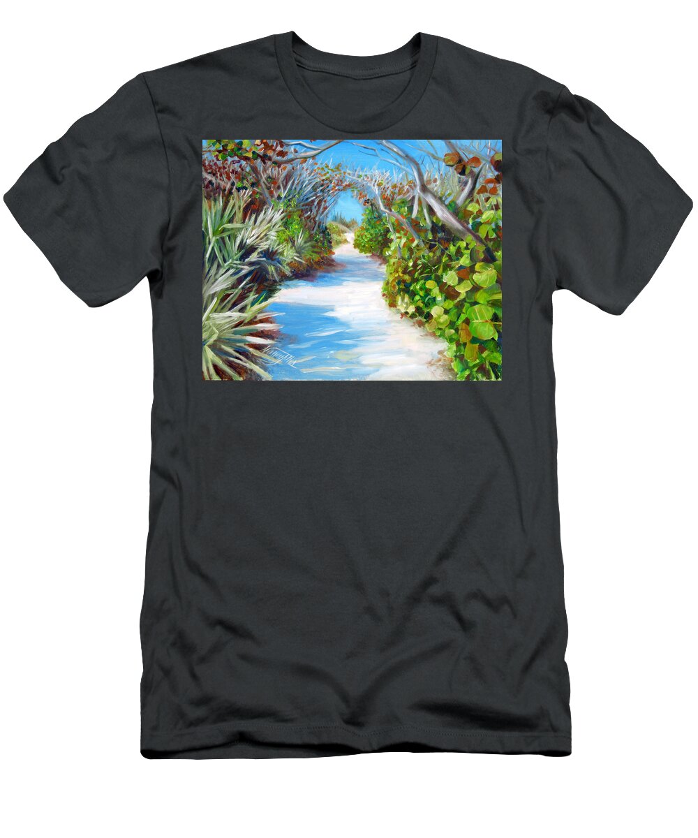 Seagrape Trees T-Shirt featuring the painting Blowing Rocks by Nancy Tilles