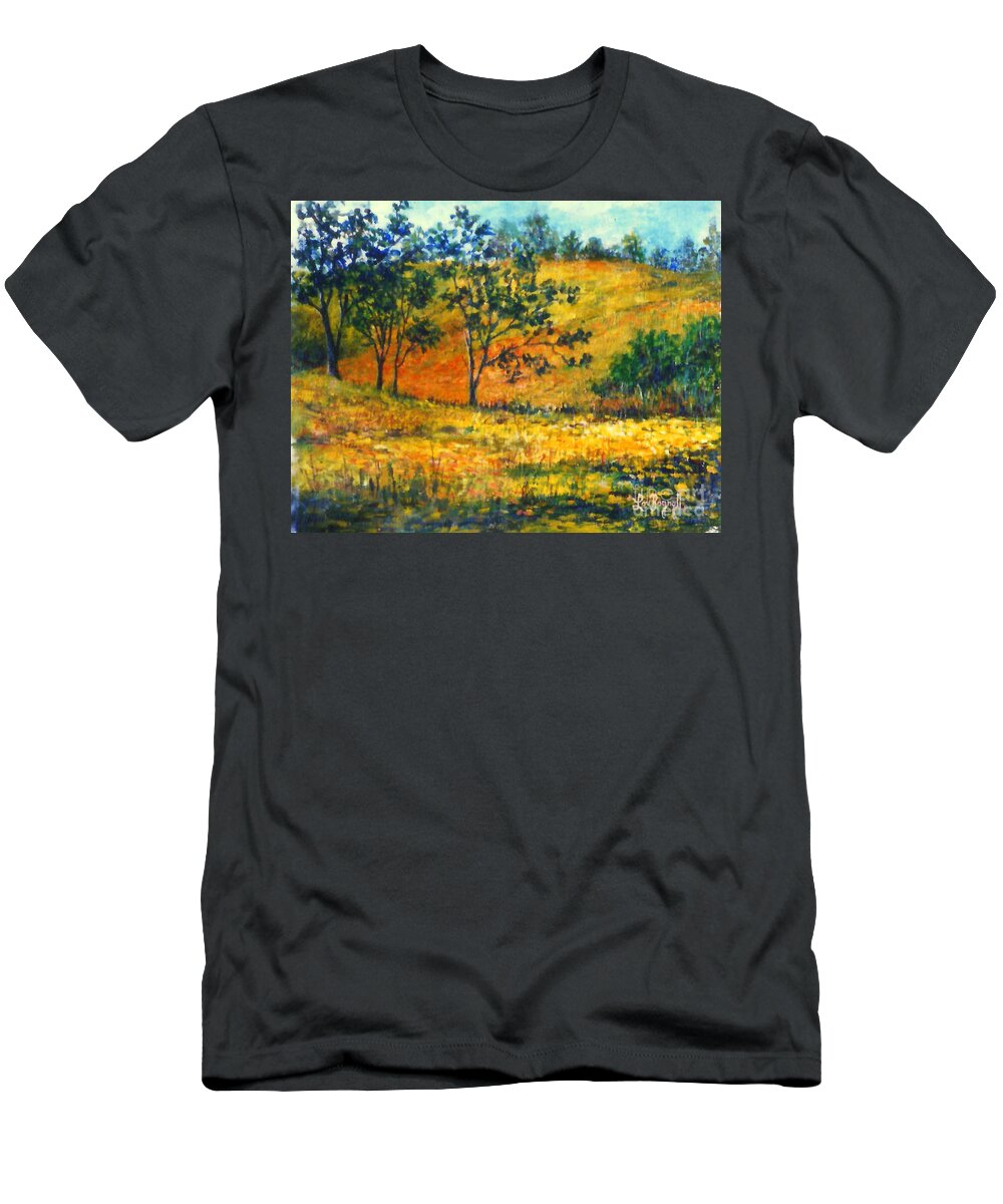 Fall Landscape T-Shirt featuring the painting California Fields by Lou Ann Bagnall