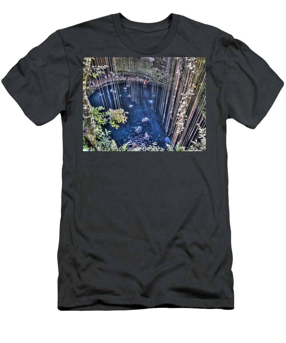 Chichen Itza T-Shirt featuring the photograph Chichen Itza Limestone Cave and Pool by Douglas Barnard