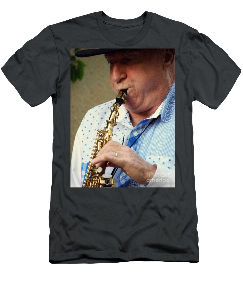 Christopher Mason T-Shirt featuring the photograph Christopher Mason Alto Sax Player by Lainie Wrightson