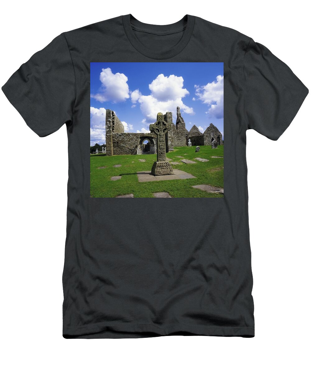 Blue Sky T-Shirt featuring the photograph Co Offaly, Clonmacnoise by The Irish Image Collection 