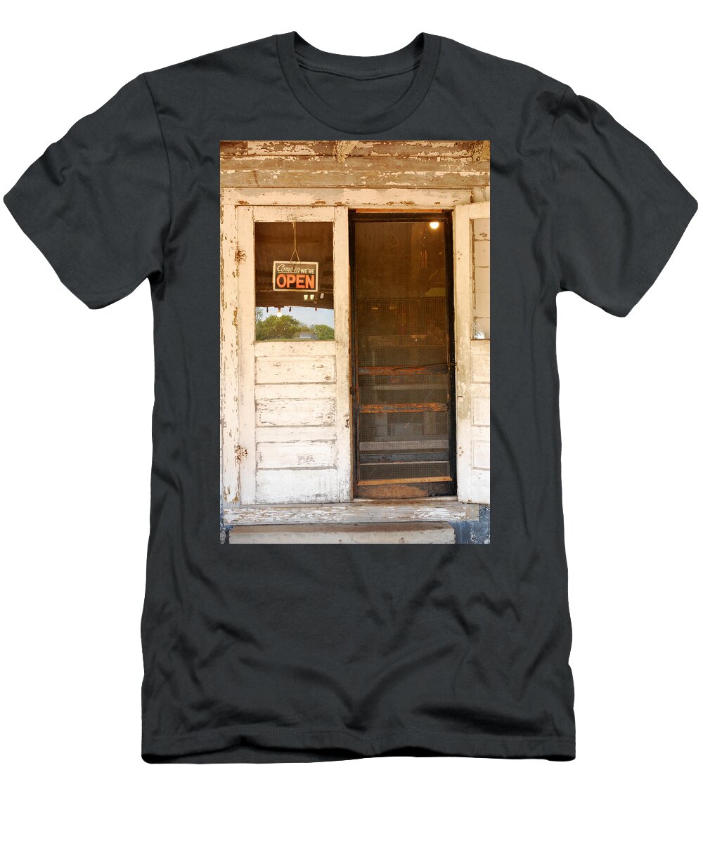 Texas Country Store T-Shirt featuring the photograph Door to a Country Store by Connie Fox