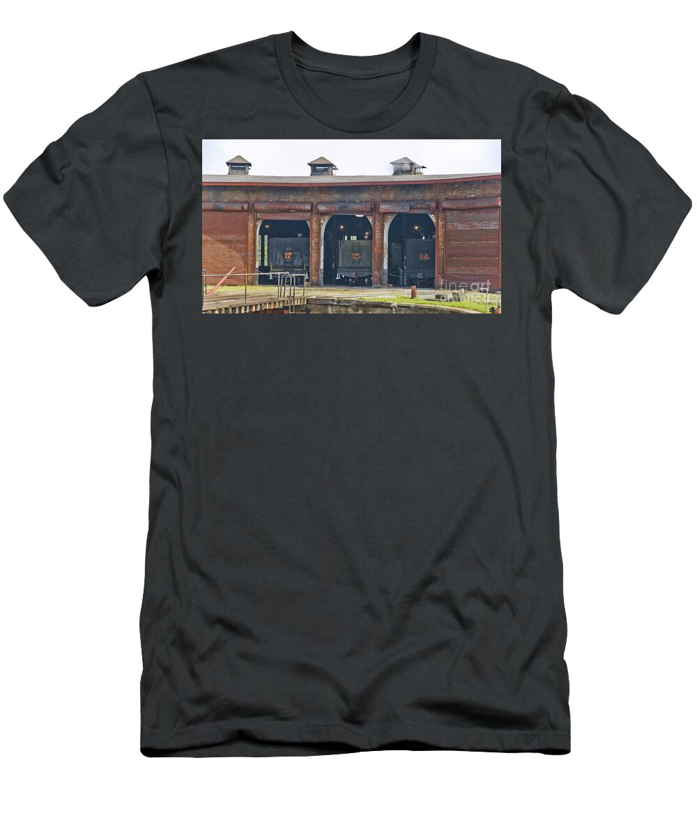 East Broad Top T-Shirt featuring the photograph EBT Roundhouse Closeup by Tim Mulina