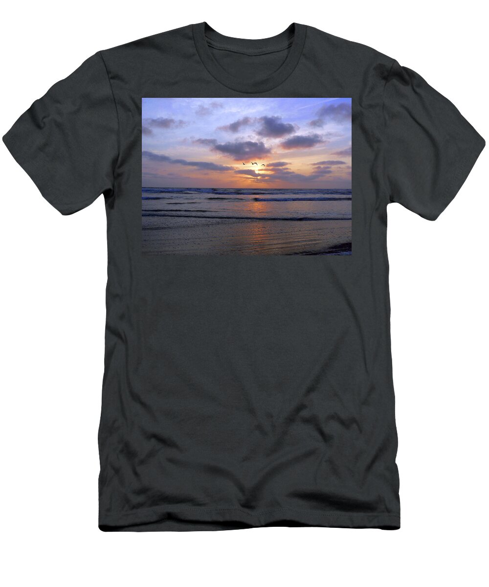 Sunset T-Shirt featuring the photograph Evening Flight by Pamela Patch