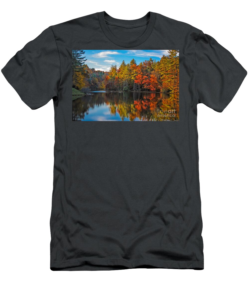 Foliage T-Shirt featuring the photograph Fall Reflection by Ronald Lutz