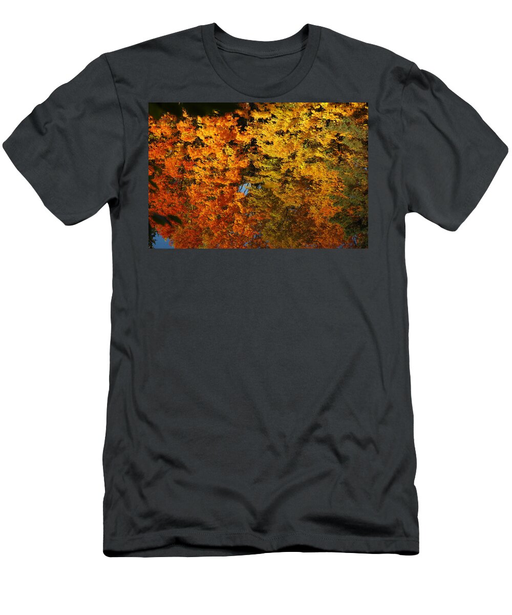 Usa T-Shirt featuring the painting Fall Textures in Water by LeeAnn McLaneGoetz McLaneGoetzStudioLLCcom