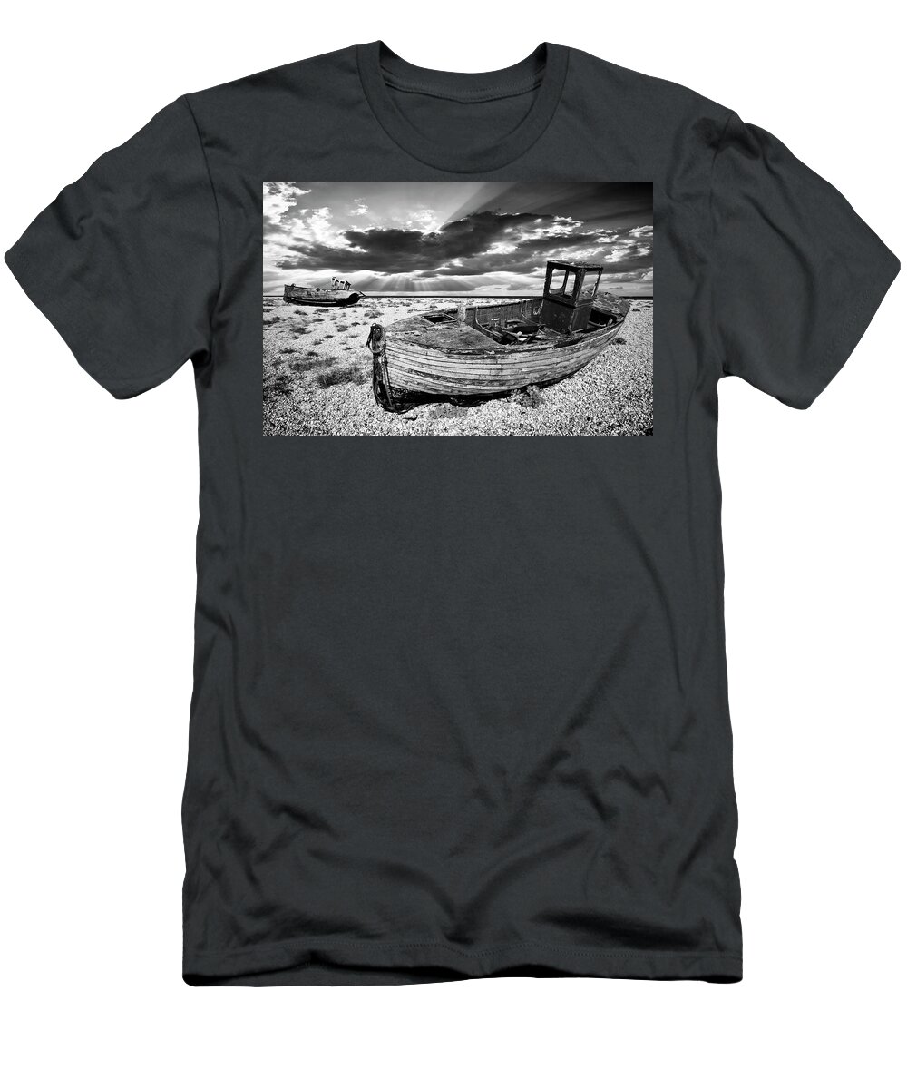 Boat T-Shirt featuring the photograph Fishing Boat Graveyard by Meirion Matthias