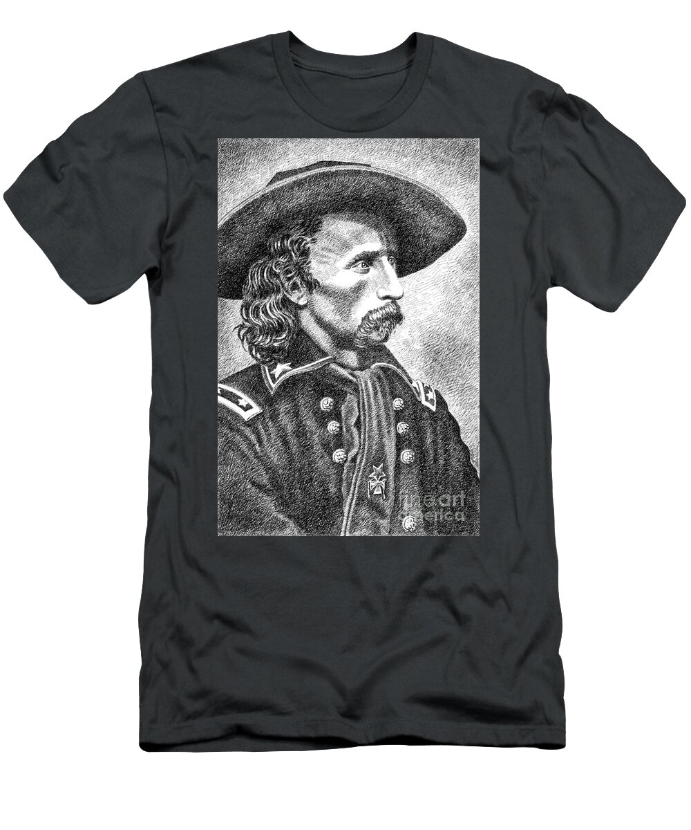 Jim Bridger T-Shirt featuring the drawing General Custer by Gordon Punt