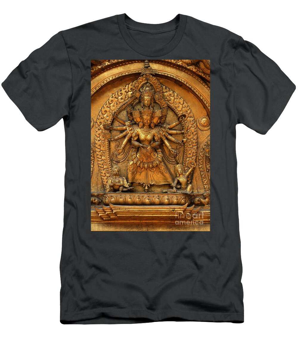 Craig Lovell T-Shirt featuring the photograph Gilded Avalokiteshwara - Bhaktapur Nepal by Craig Lovell