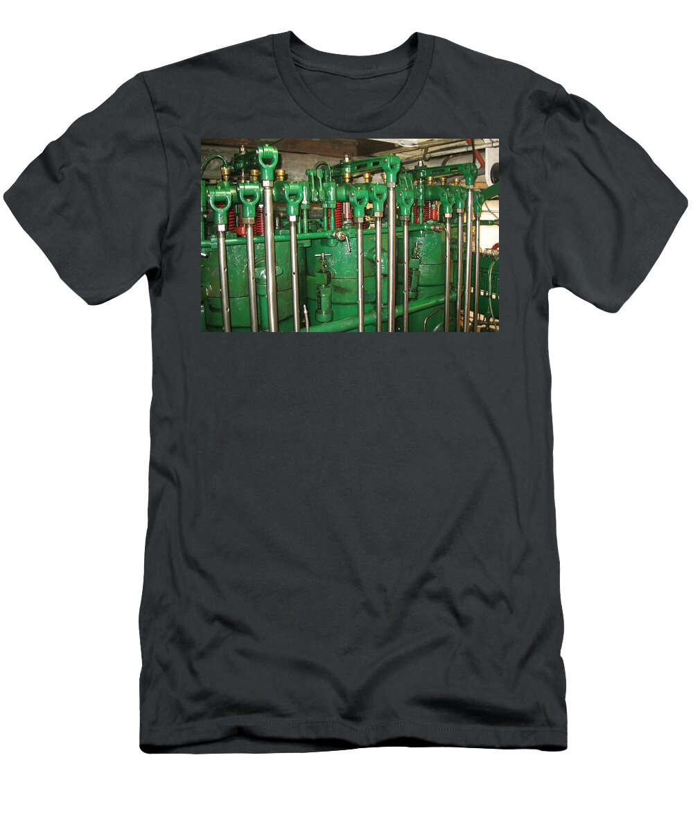Green Engine Machine T-Shirt featuring the photograph Green Engine Machine by Kym Backland