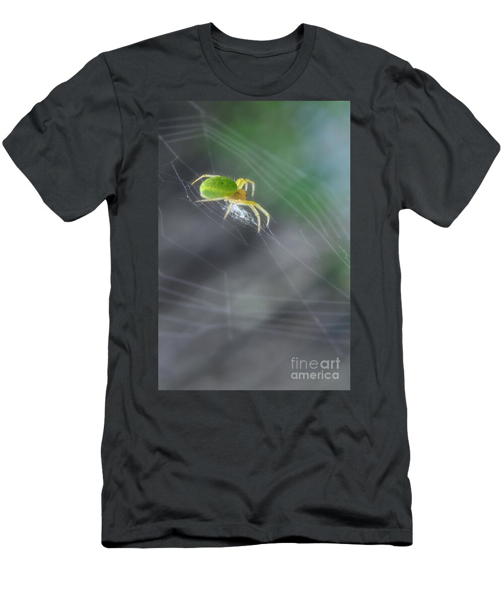 Yhun Suarez T-Shirt featuring the photograph Green Spider 1.0 by Yhun Suarez