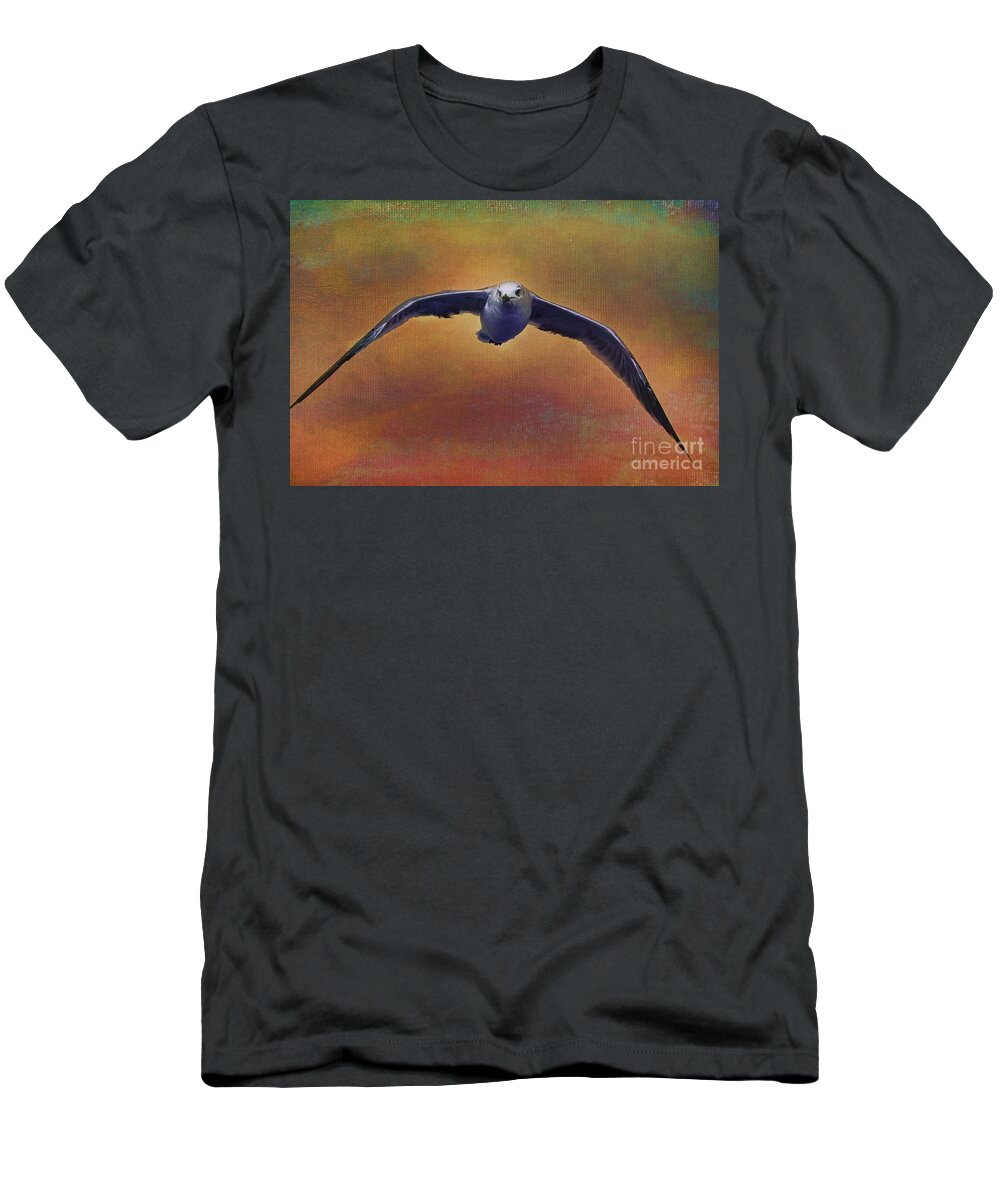Seagull T-Shirt featuring the photograph Heading Home by Deborah Benoit