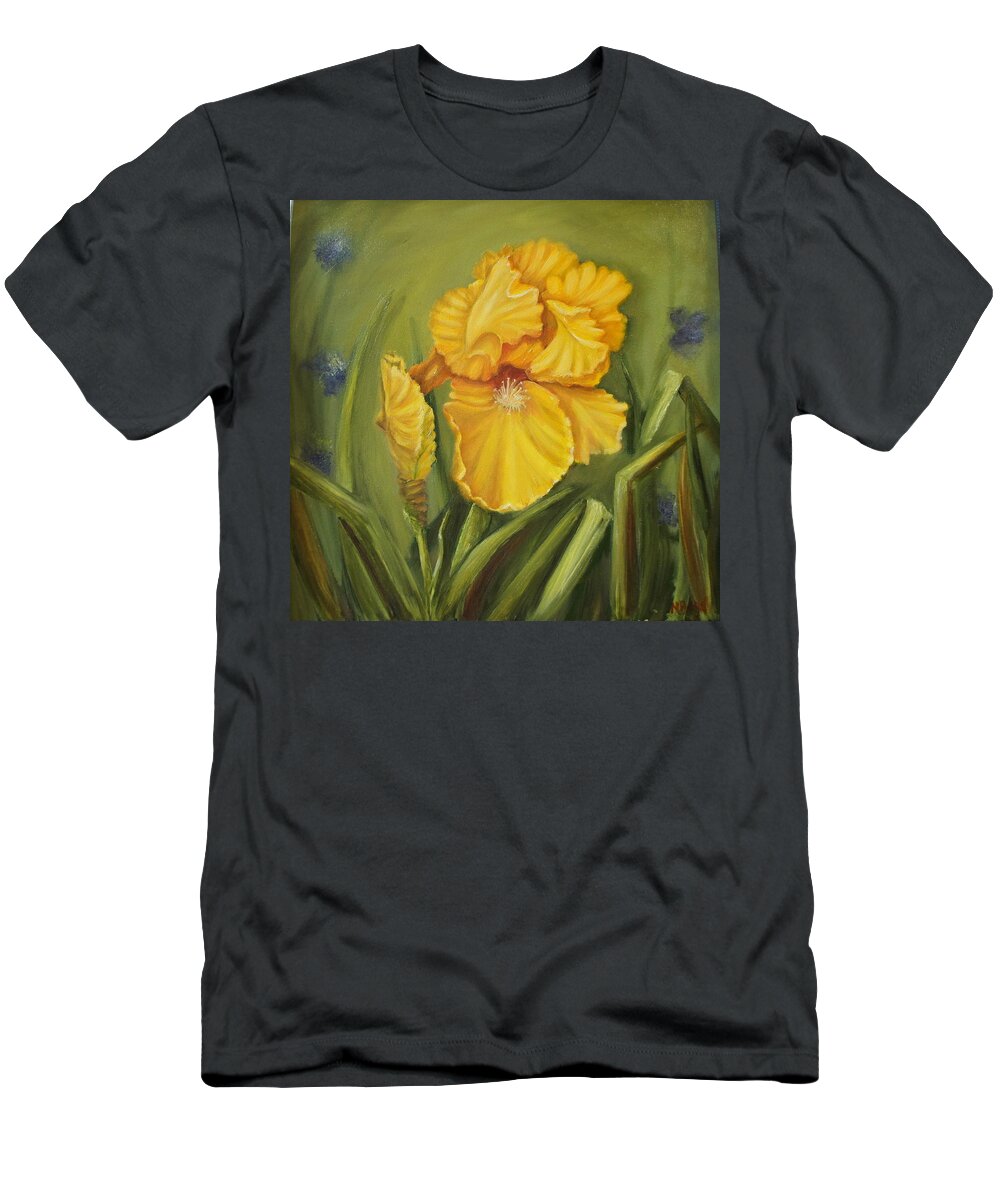 Yellow T-Shirt featuring the painting Iris by Marlyn Boyd