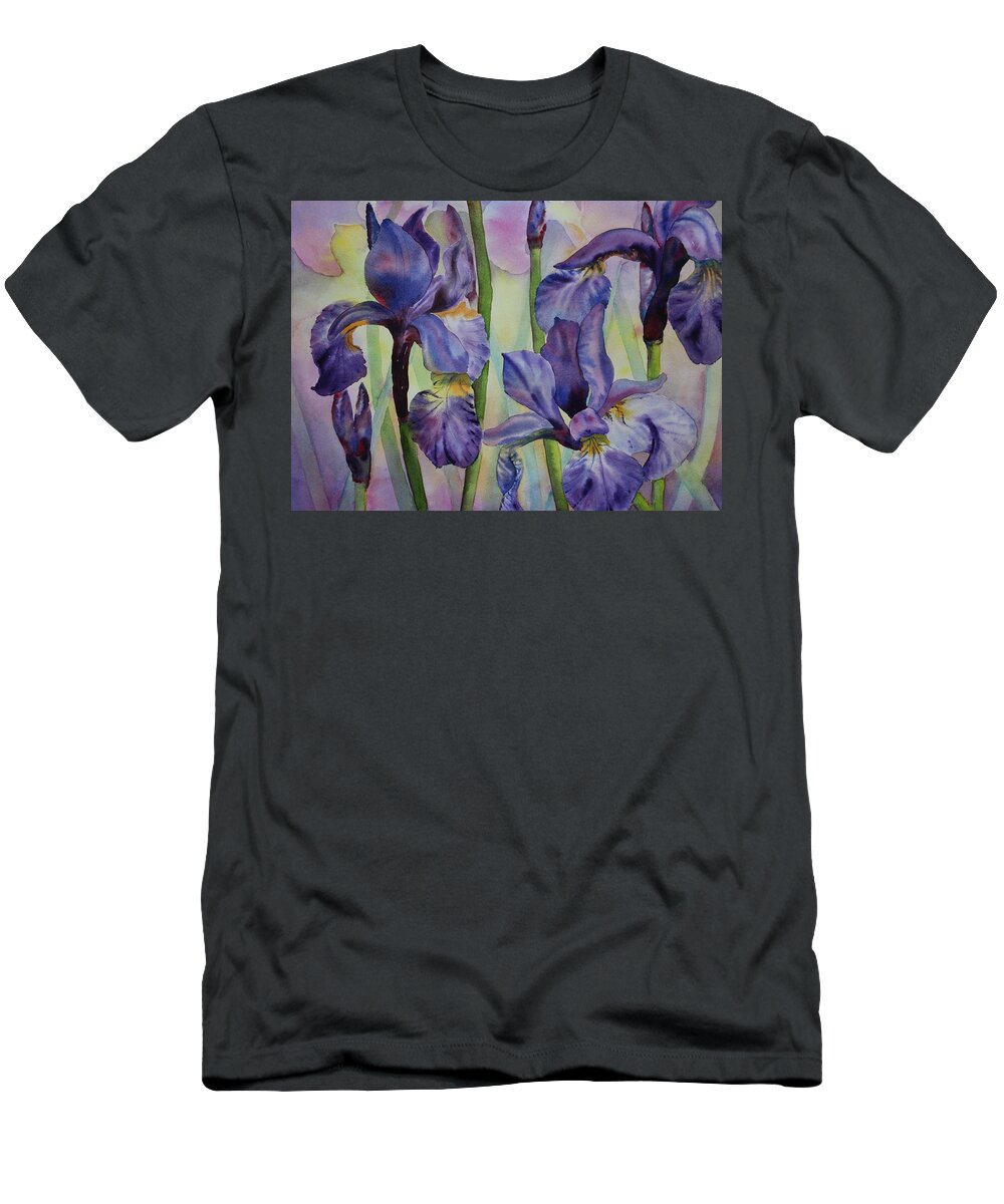 Flowers T-Shirt featuring the painting Iris by Ruth Kamenev