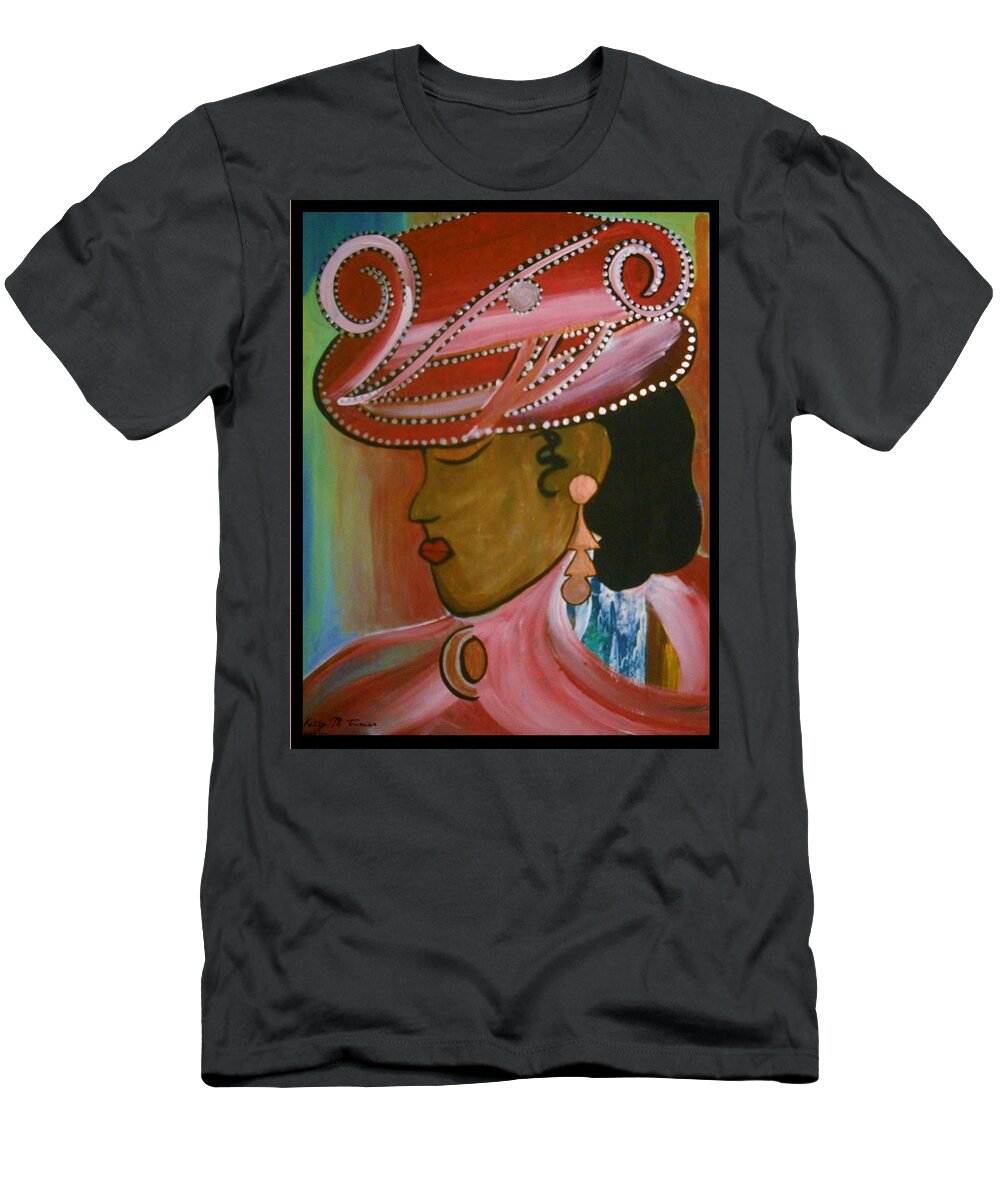 Closed Eyes T-Shirt featuring the painting Lady in Pink by Kelly M Turner
