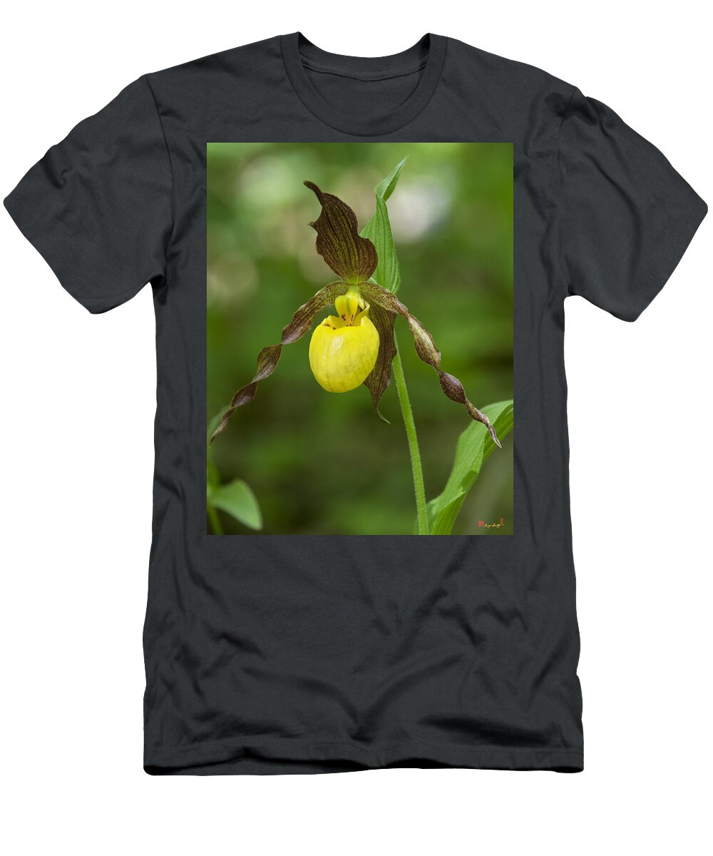 Nature T-Shirt featuring the photograph Large Yellow Lady Slipper Orchid DSPF0251 by Gerry Gantt