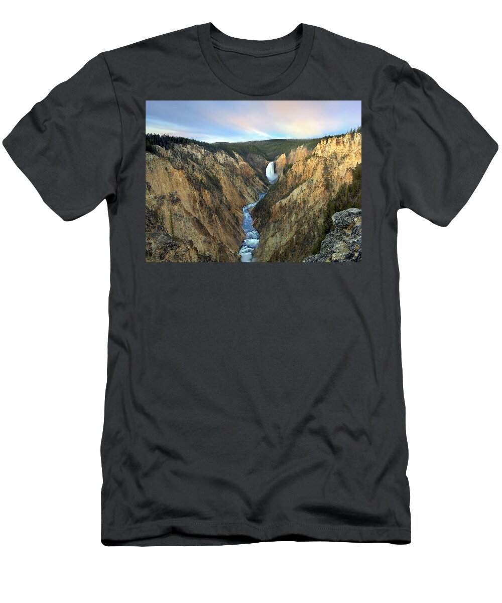 00175159 T-Shirt featuring the photograph Lower Yellowstone Falls Yellowstone by Tim Fitzharris