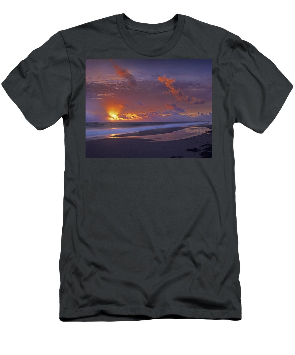 00175852 T-Shirt featuring the photograph Mcarthur Beach At Sunrise Florida by Tim Fitzharris