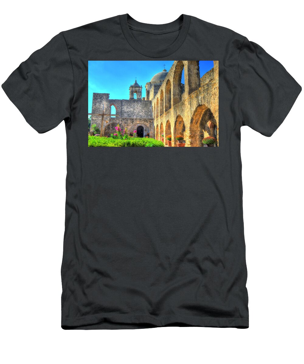 Courtyard T-Shirt featuring the photograph Mission Courtyard by David Morefield