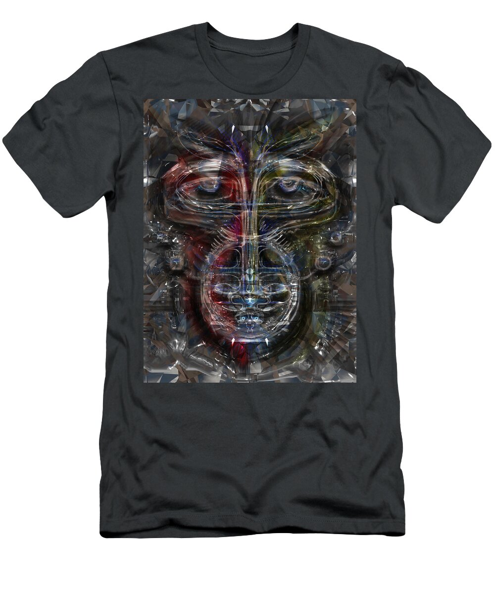 Monkey T-Shirt featuring the mixed media Monkey Tech by Russell Pierce