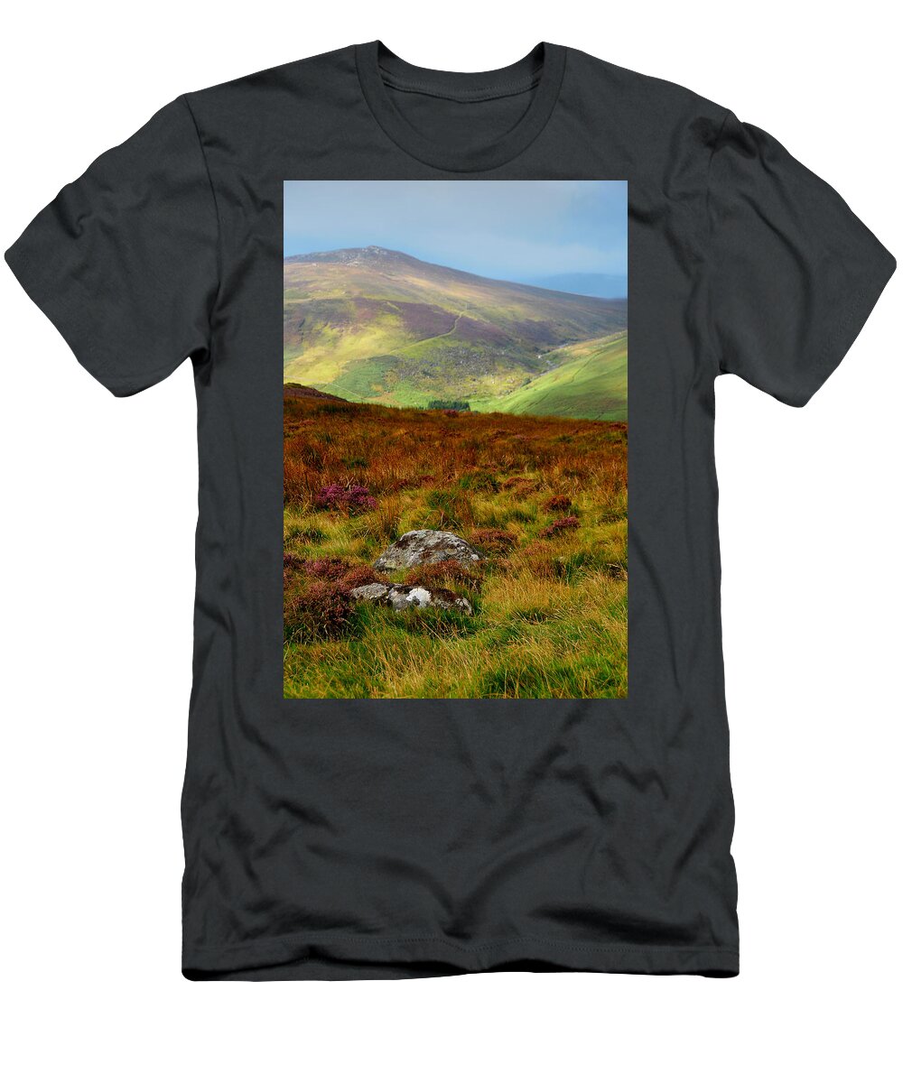 Jenny Rainbow Fine Art Photography T-Shirt featuring the photograph Multicolored Hills of Wicklow. Ireland by Jenny Rainbow