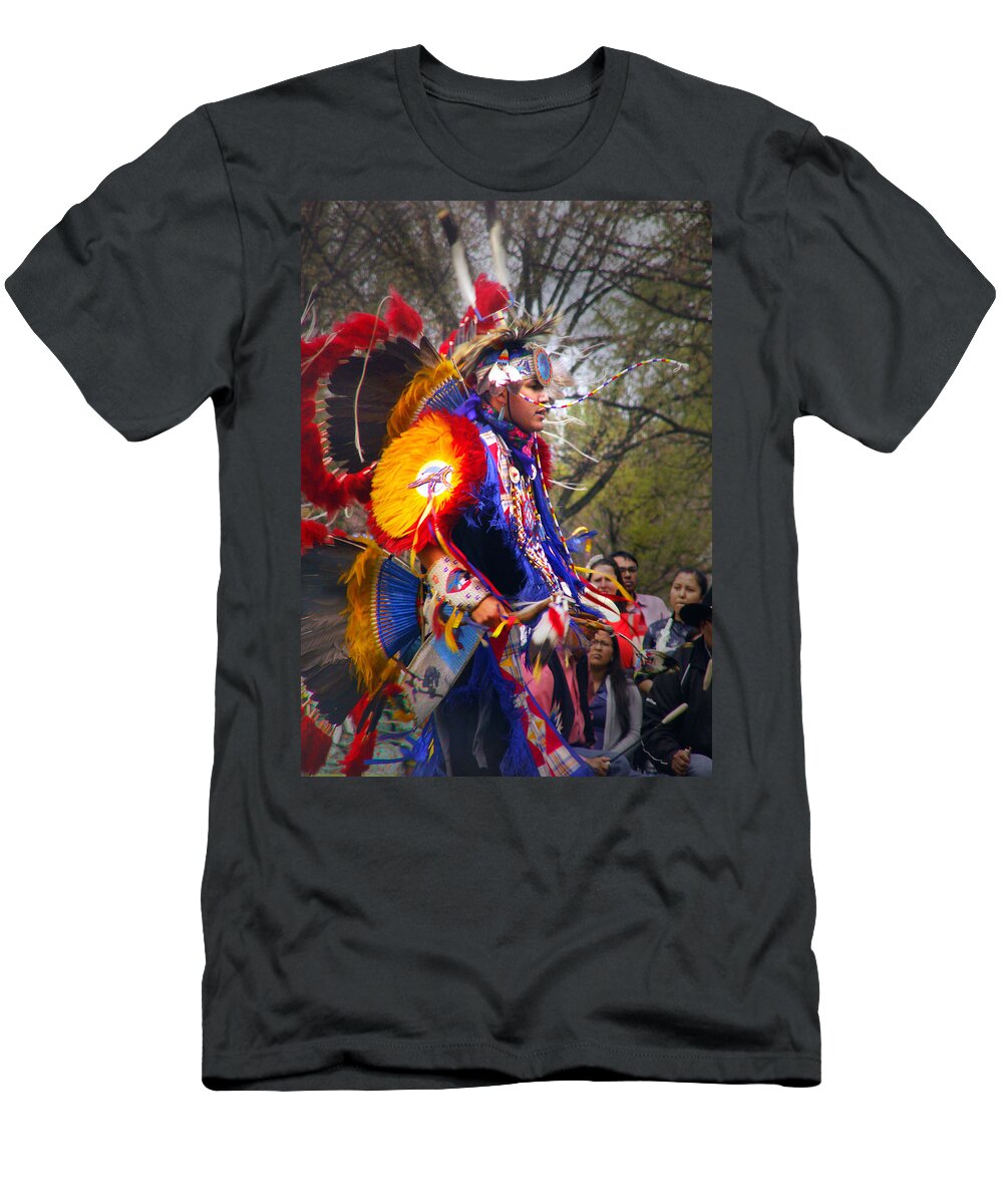 Jingle Dance T-Shirt featuring the photograph Native American Dancer One by Nancy Griswold